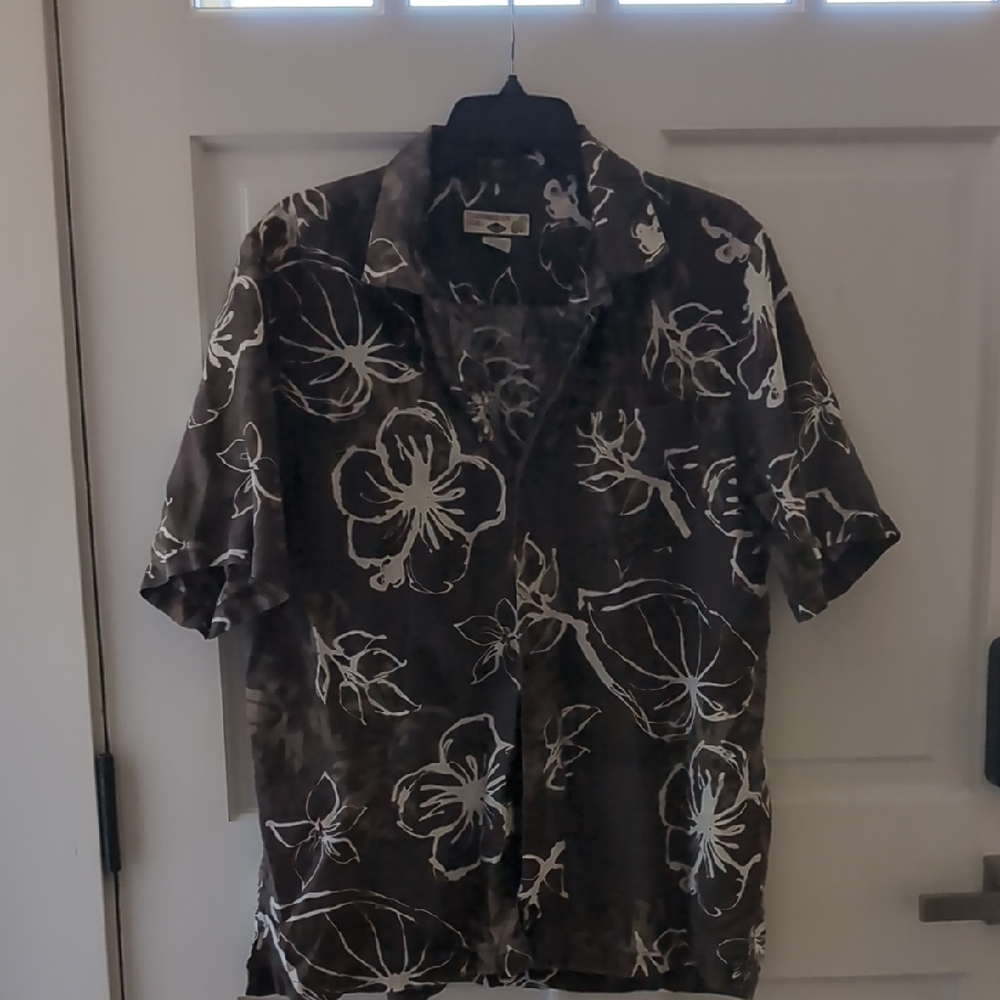 Caribbean Joe Brown Linen Shirt